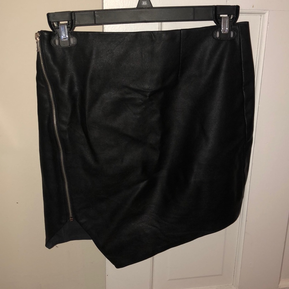Asymmetrical Leather Skirt